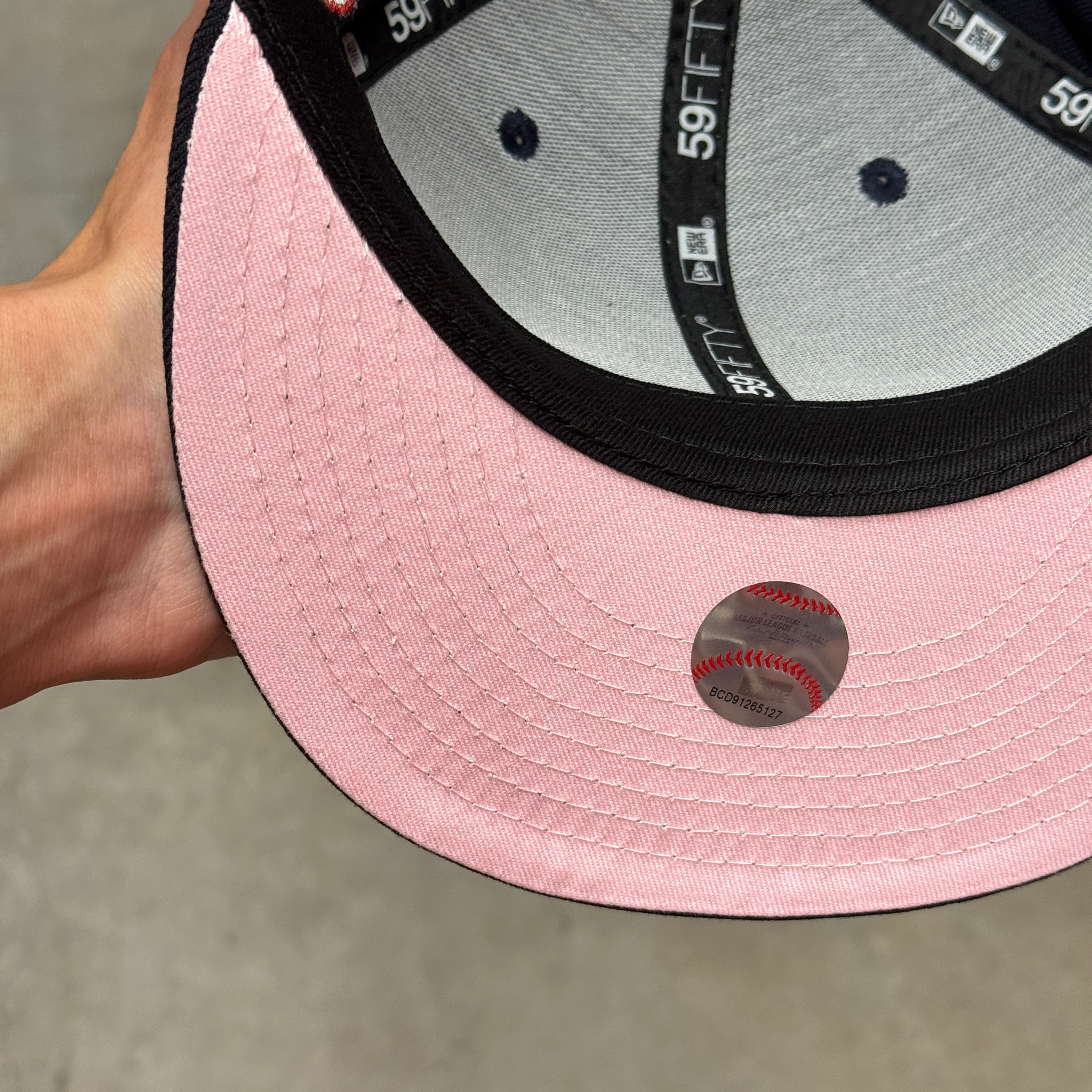 Navy Pinky Chief Wahoo Cleveland Indians 1995 World Series New Era Fitted Hat Cap - view 15