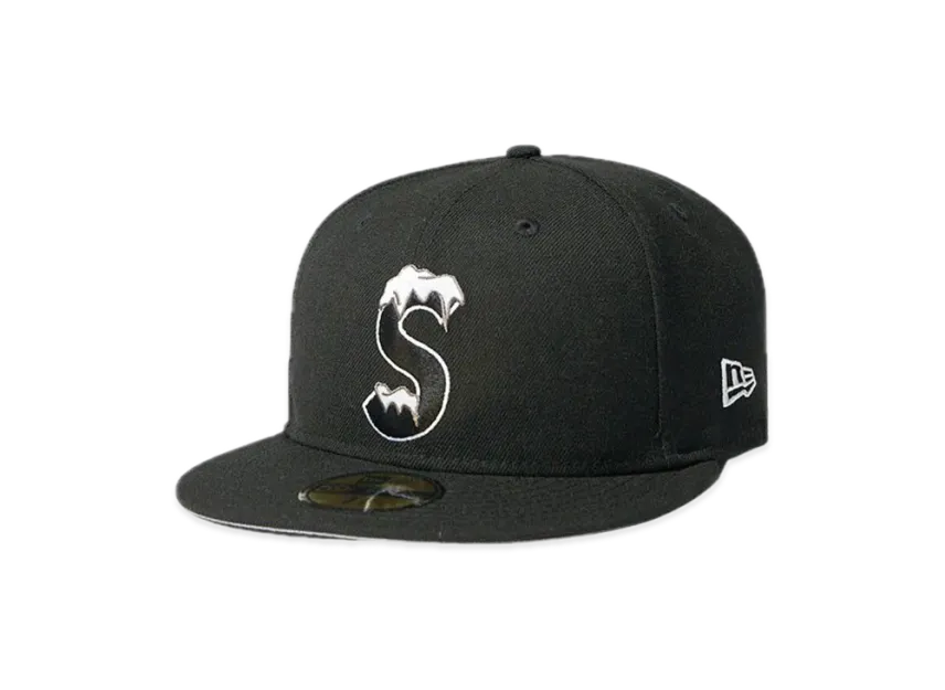 Black Supreme S Logo Frosty Snow Winter New Era Hat Cap (20FW) - view 6
