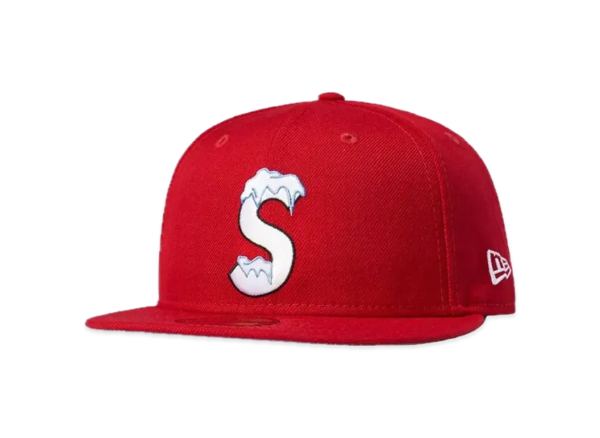 Red Supreme S Logo Frosty Snow Winter New Era Hat Cap (20FW) - view 6