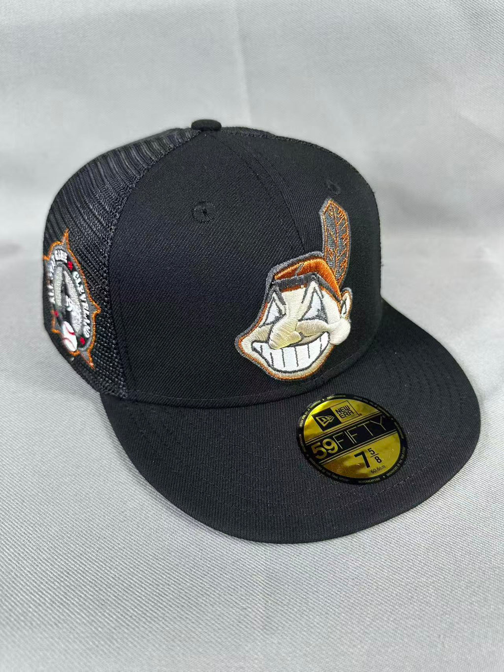 Black Trucker Cleveland Indians 1935 All-Star Game fitted hat, front view