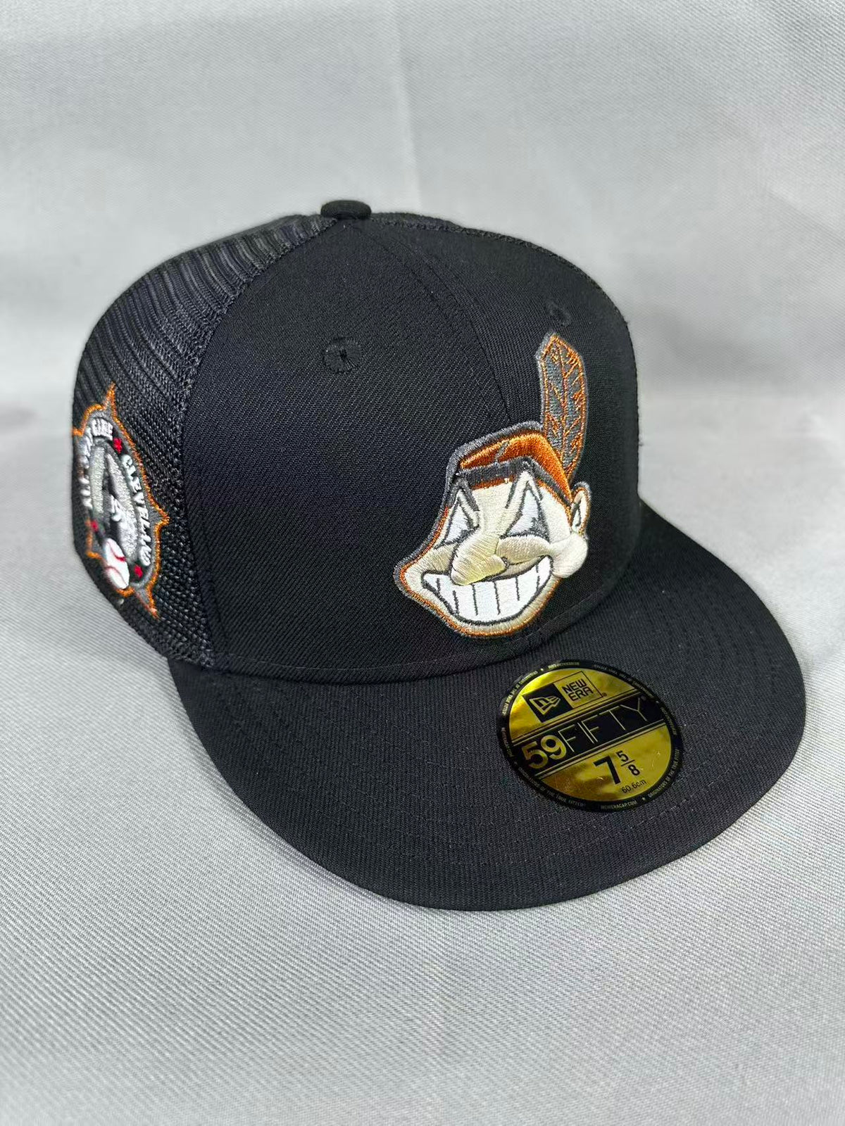 Black Trucker Cleveland Indians 1935 All-Star Game fitted hat, front view