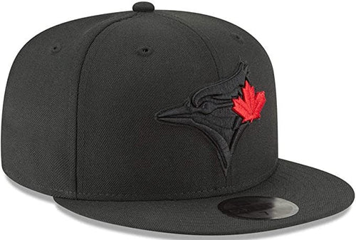 Black on Black Red Leaf Men's Toronto Blue Jays Blackout 59Fifty New Era Fitted Hat