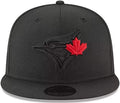 Black on Black Red Leaf Men's Toronto Blue Jays Blackout 59Fifty New Era Fitted Hat