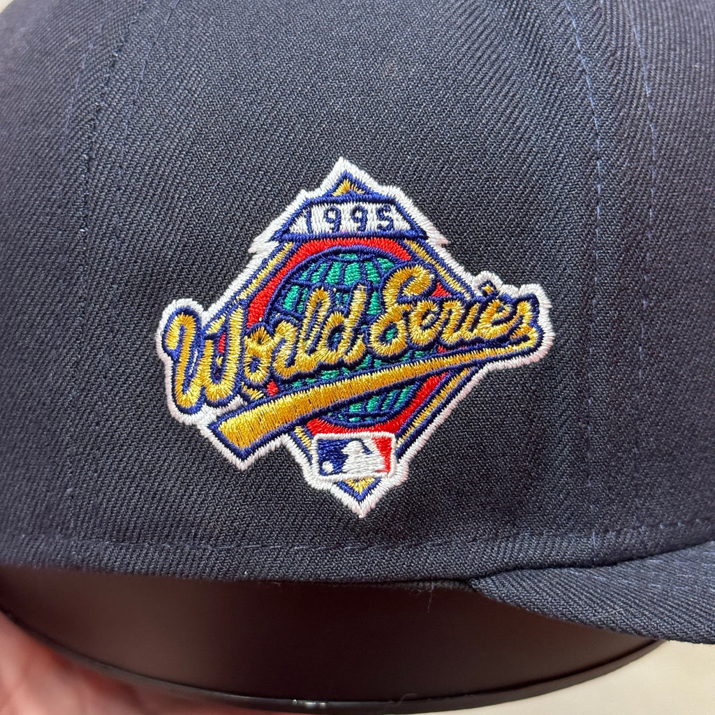 Navy Pinky Chief Wahoo Cleveland Indians 1995 World Series New Era Fitted Hat Cap - view 11
