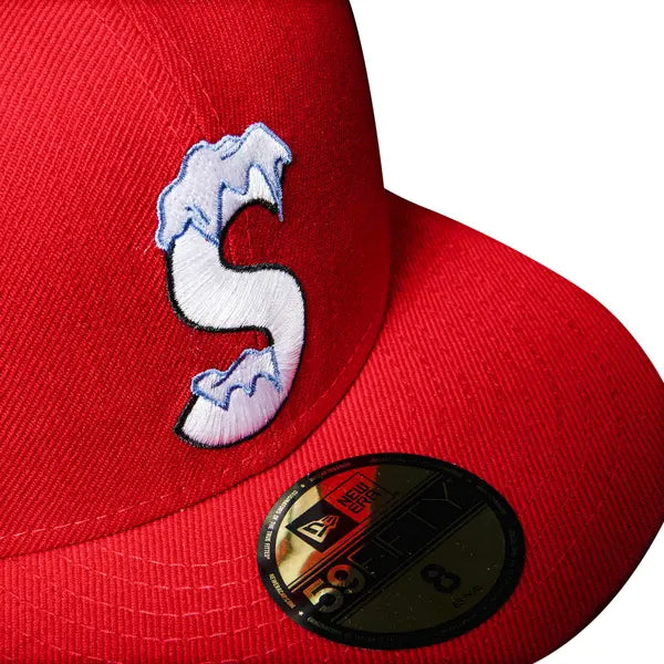 Red Supreme S Logo Frosty Snow Winter New Era Hat Cap (20FW) - view 8