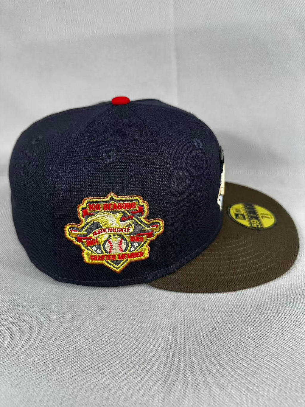 Navy Pinky Chief Wahoo 100 Seasons fitted hat, view 3