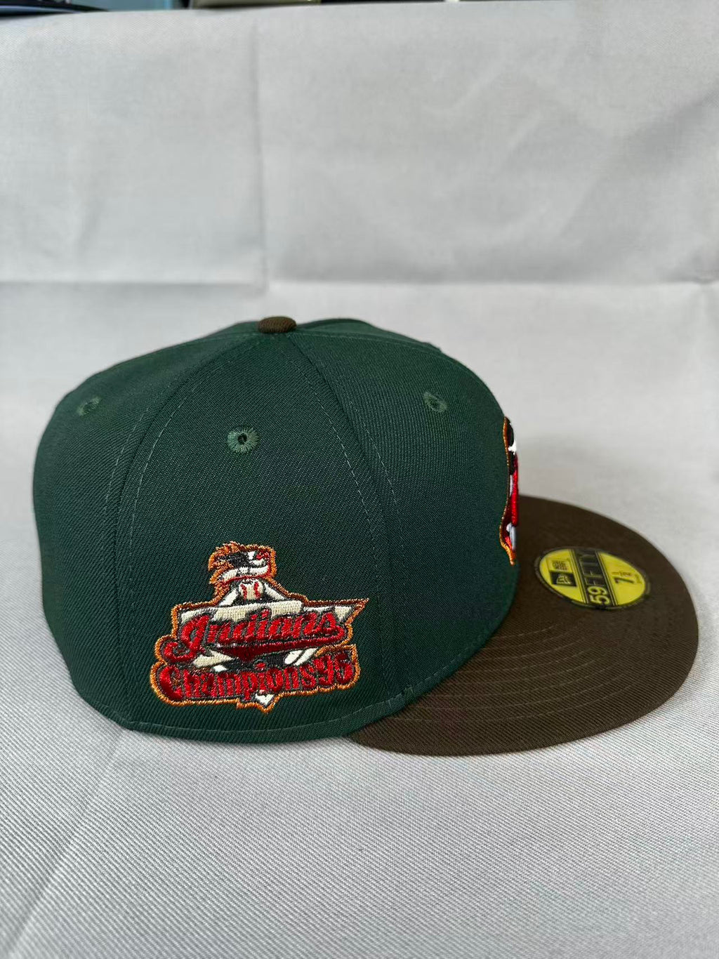 Green Brown Chief Wahoo 1995 Champions fitted hat, view 3