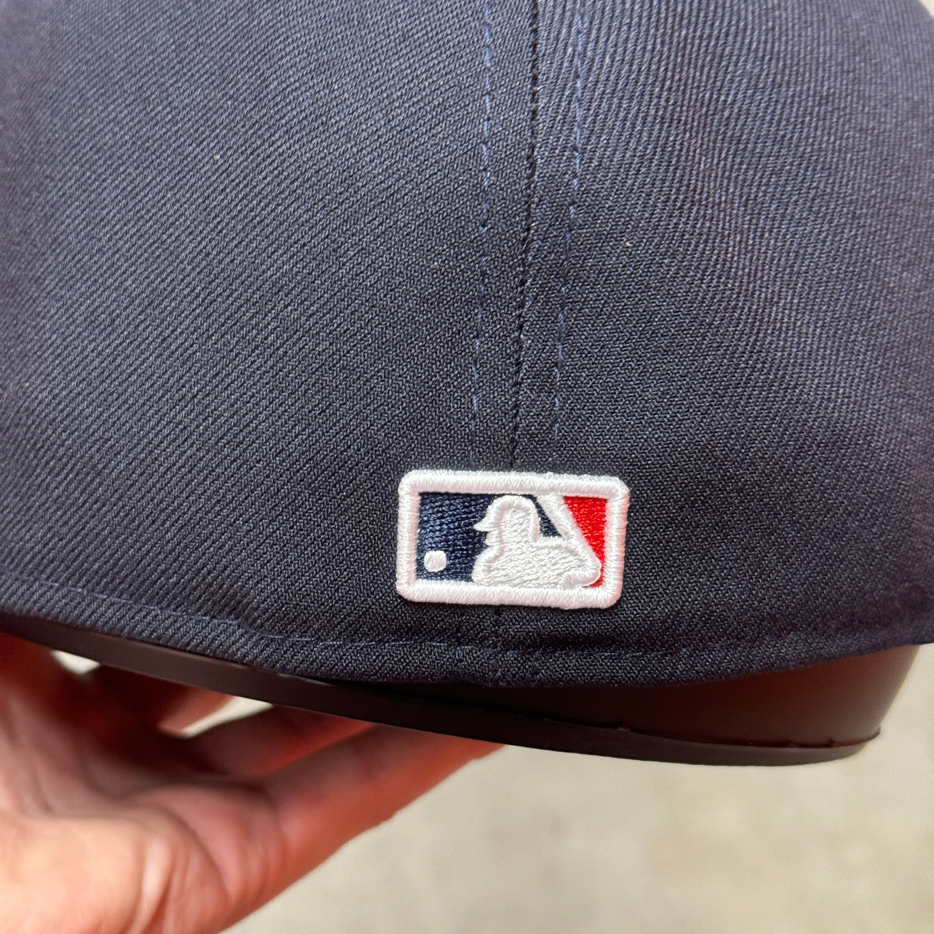Navy Pinky Chief Wahoo Cleveland Indians 1995 World Series New Era Fitted Hat Cap - view 12