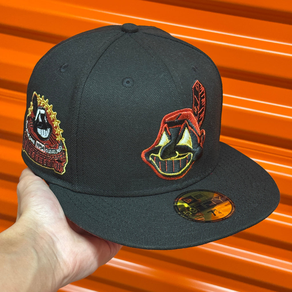 Black Red Chief Wahoo Cleveland Indians 1954 All Star Game New Era Fitted Hat Cap