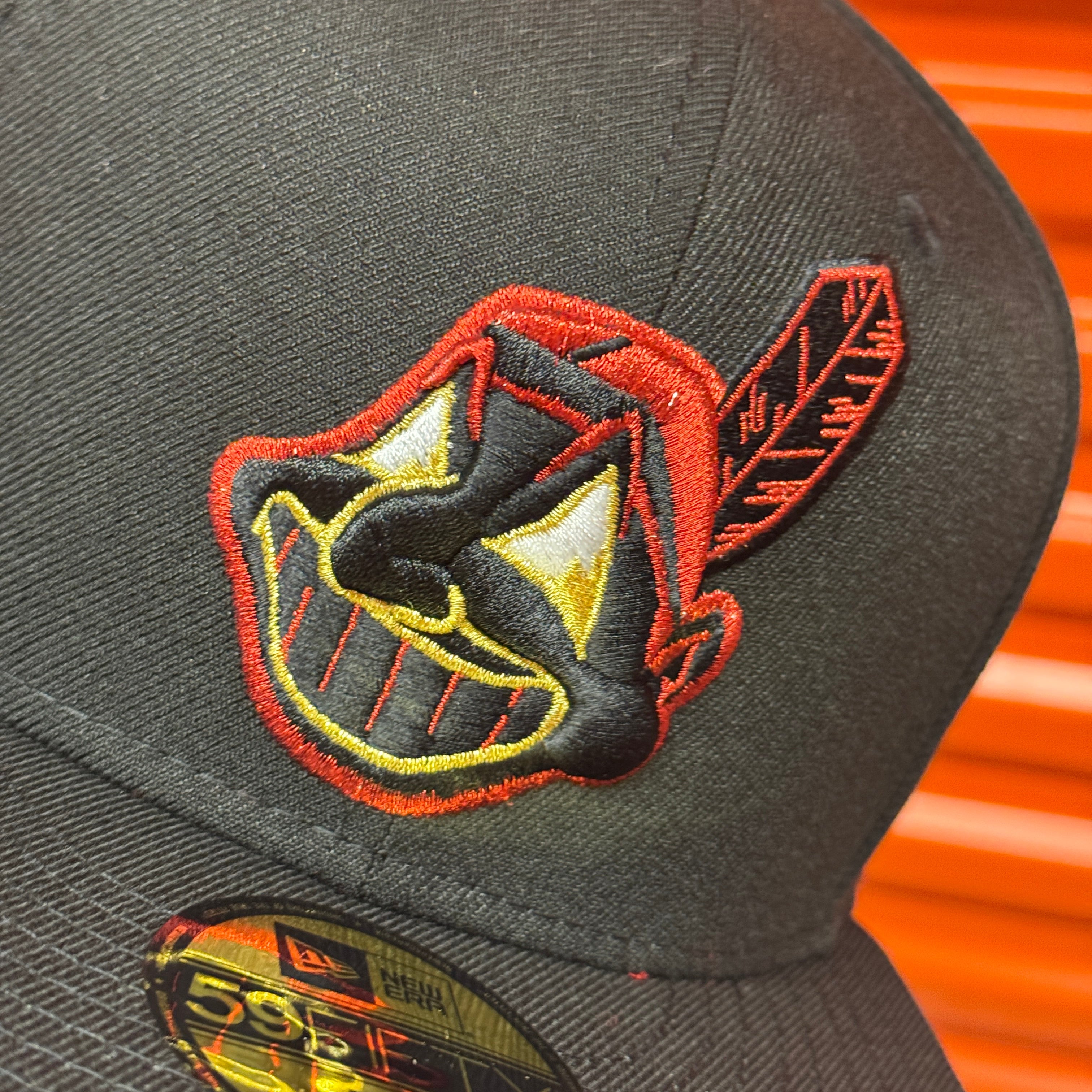 Black Red Chief Wahoo Cleveland Indians 1954 All Star Game New Era Fitted Hat Cap