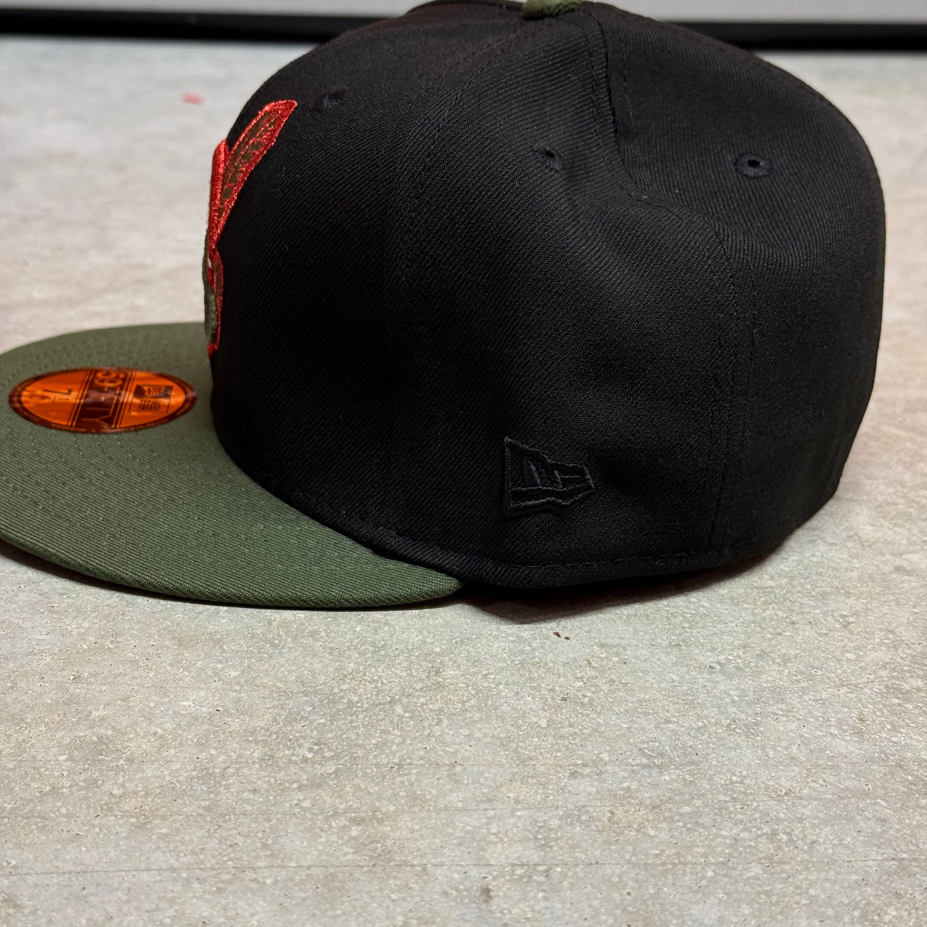 Black Olive Chief Wahoo Cleveland Indians Guardians Banned 1954 All Star Game New Era 59Fifty Fitted Hat