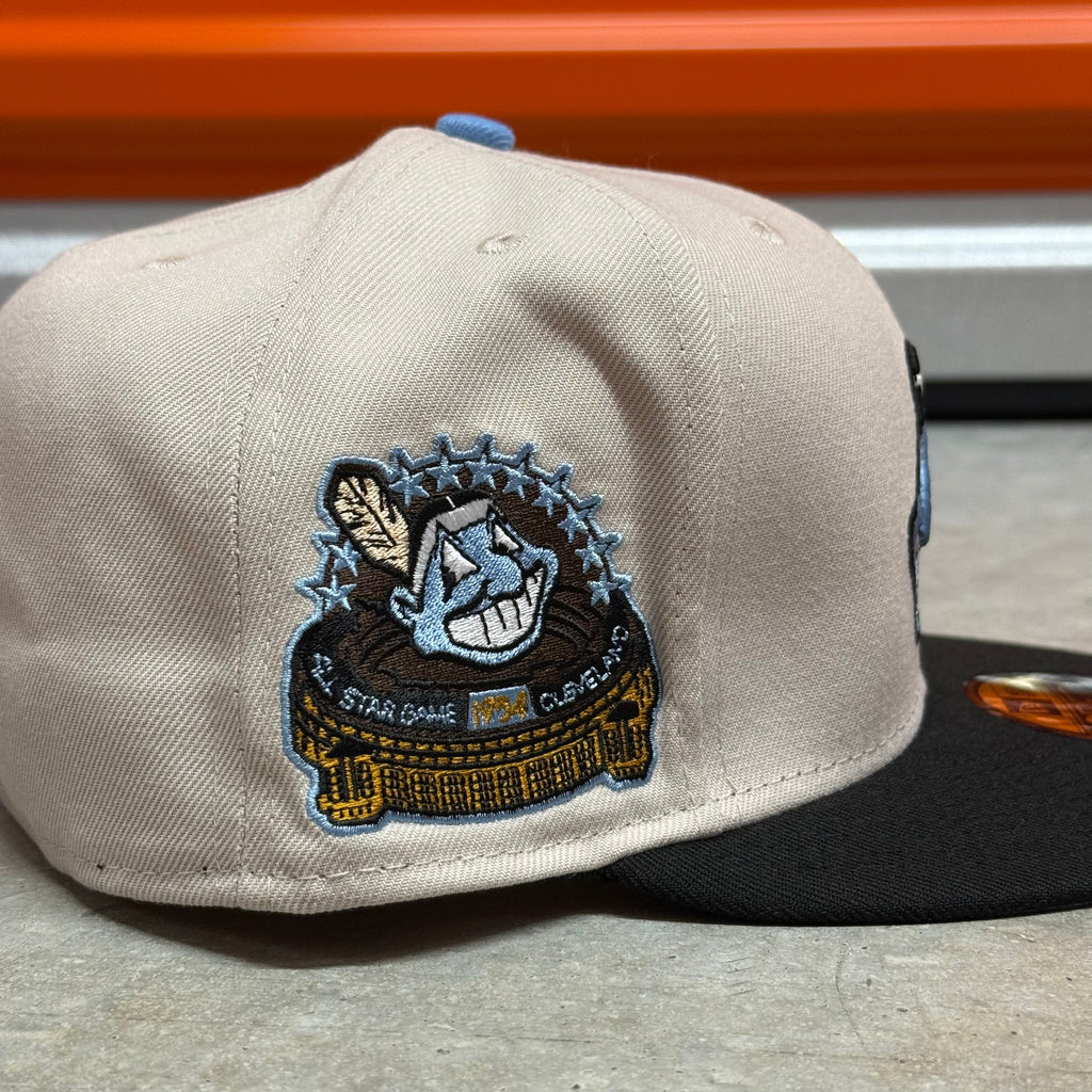 Chrome Black Icy Chief Wahoo Cleveland Indians Guardians Banned 1954 All Star Game New Era Fitted Hat Cap