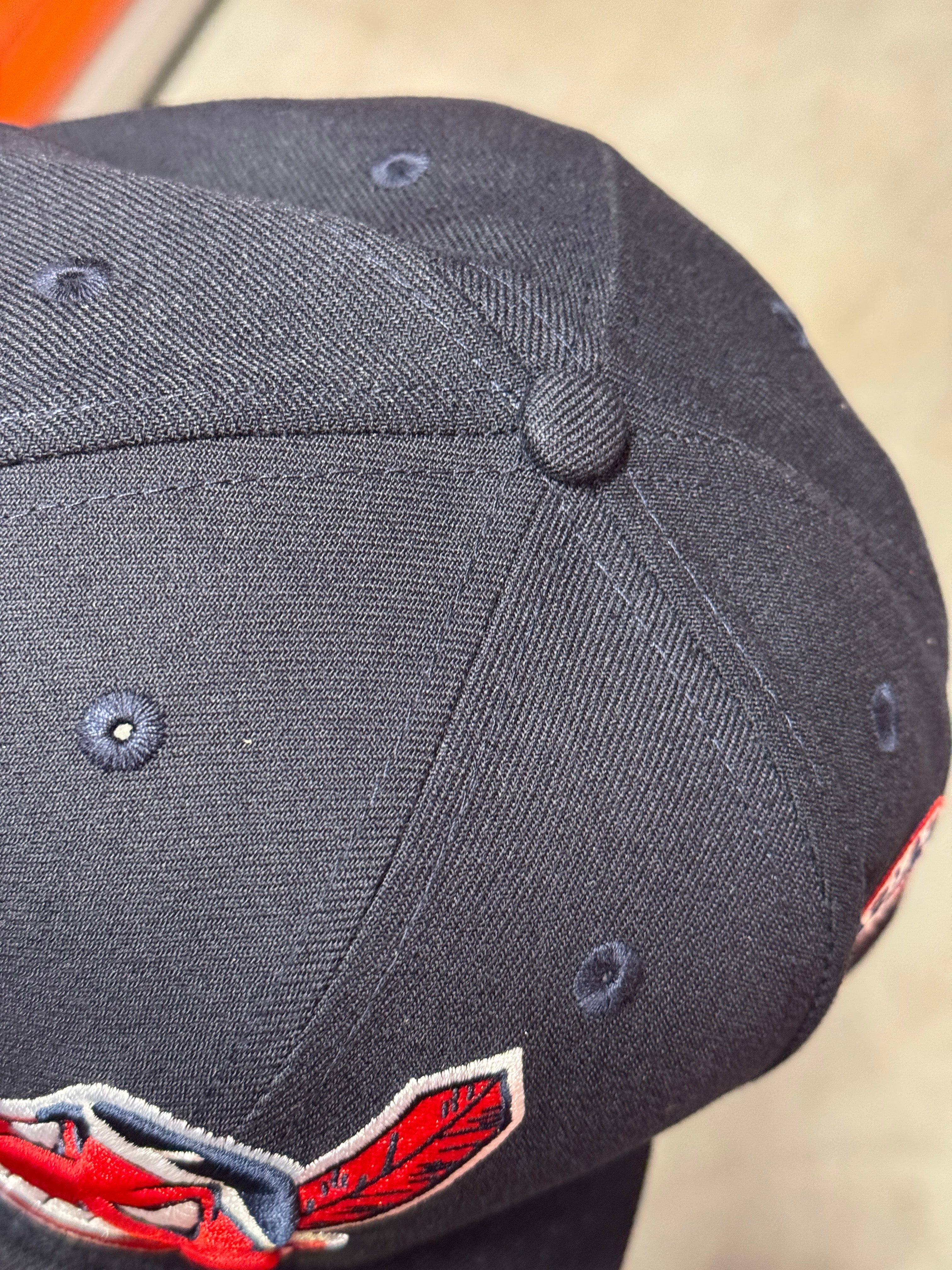 Navy Pinky Chief Wahoo Cleveland Indians 1995 World Series New Era Fitted Hat Cap - view 8