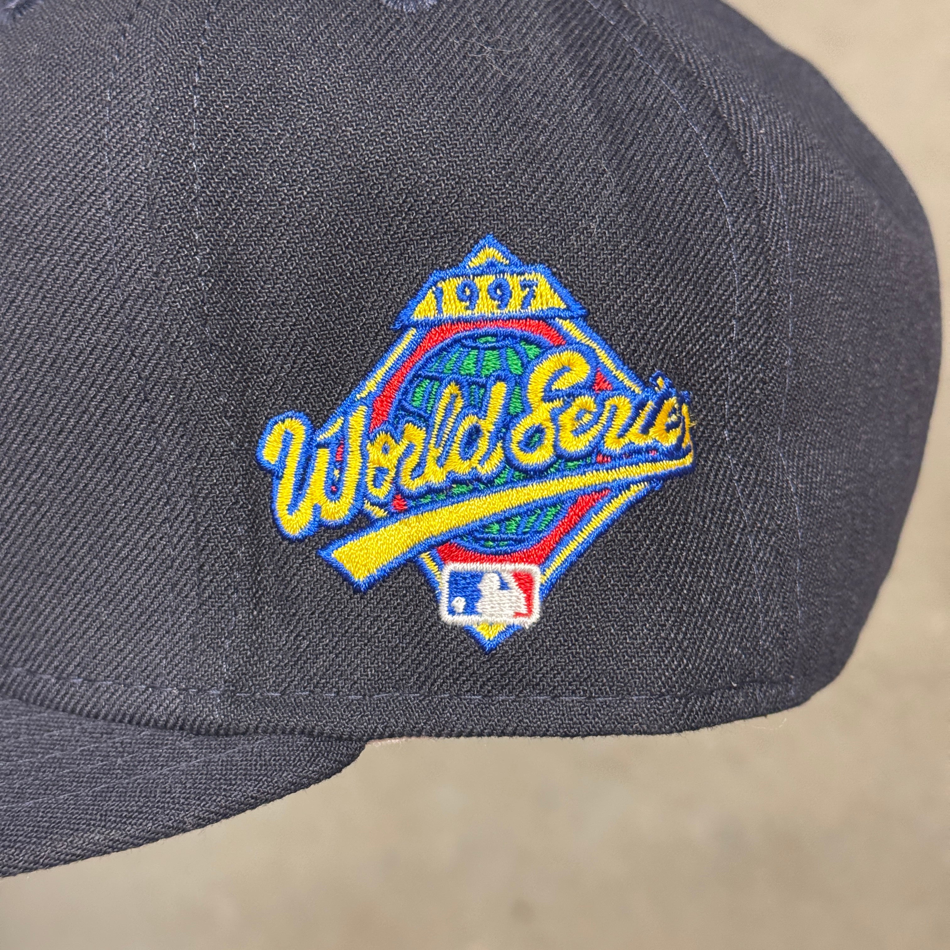 Navy Grey UV Chief Wahoo Cleveland Indians 1997 World Series New Era Fitted Hat Cap