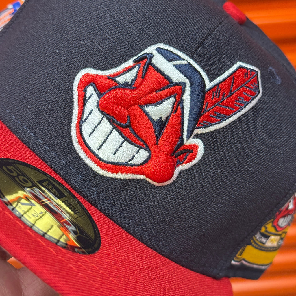 Navy Red Chief Wahoo Cleveland Indians Guardians 1954 ASG Double Patch Hat New Era Cap