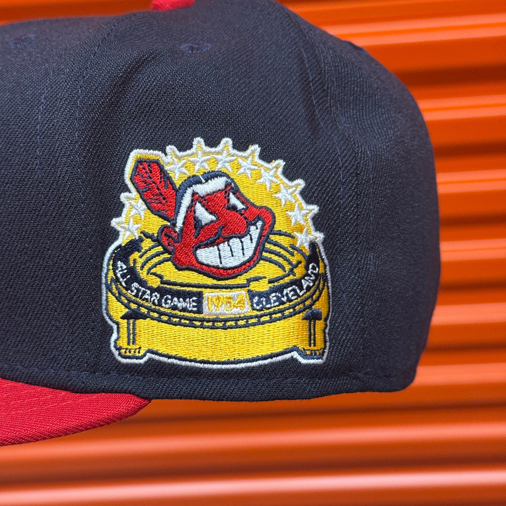 Navy Red Chief Wahoo Cleveland Indians Guardians 1954 ASG Double Patch Hat New Era Cap