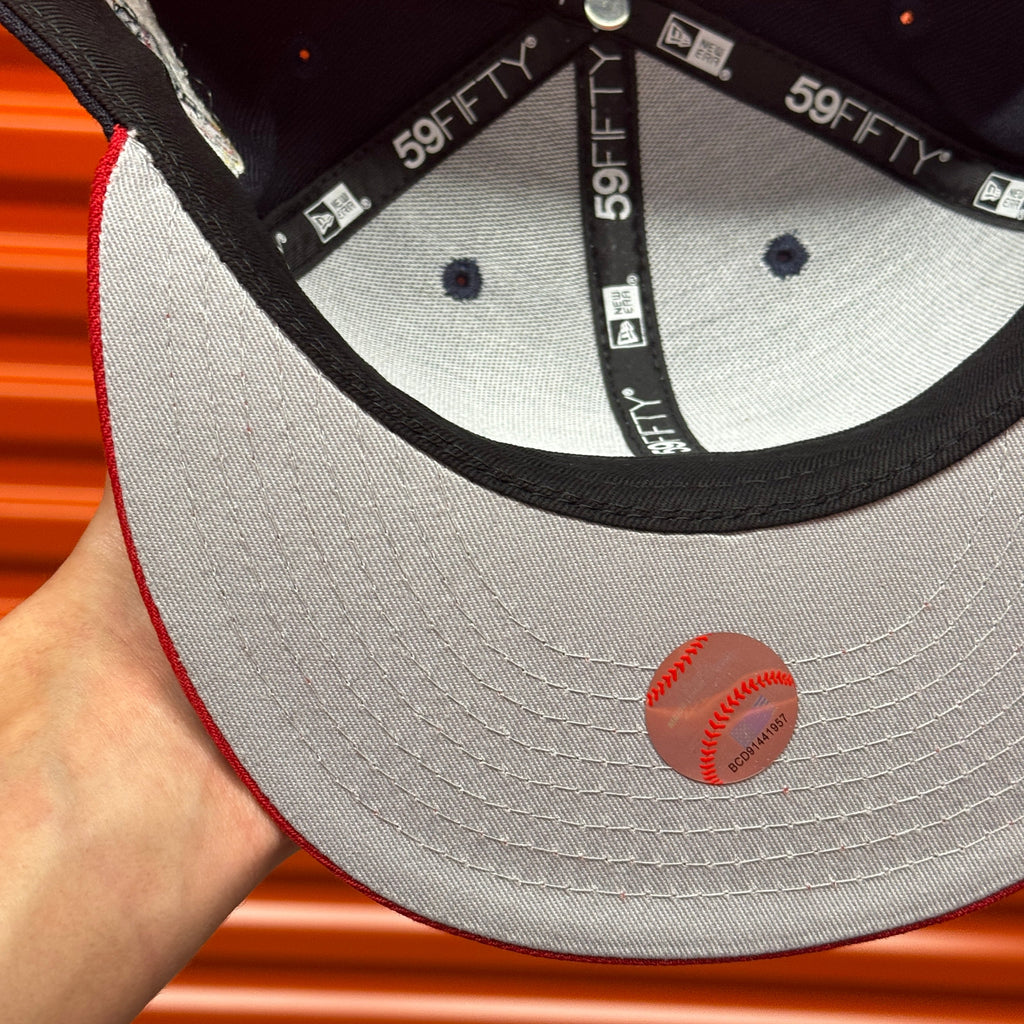 Navy Red Chief Wahoo Cleveland Indians Guardians 1954 ASG Double Patch Hat New Era Cap