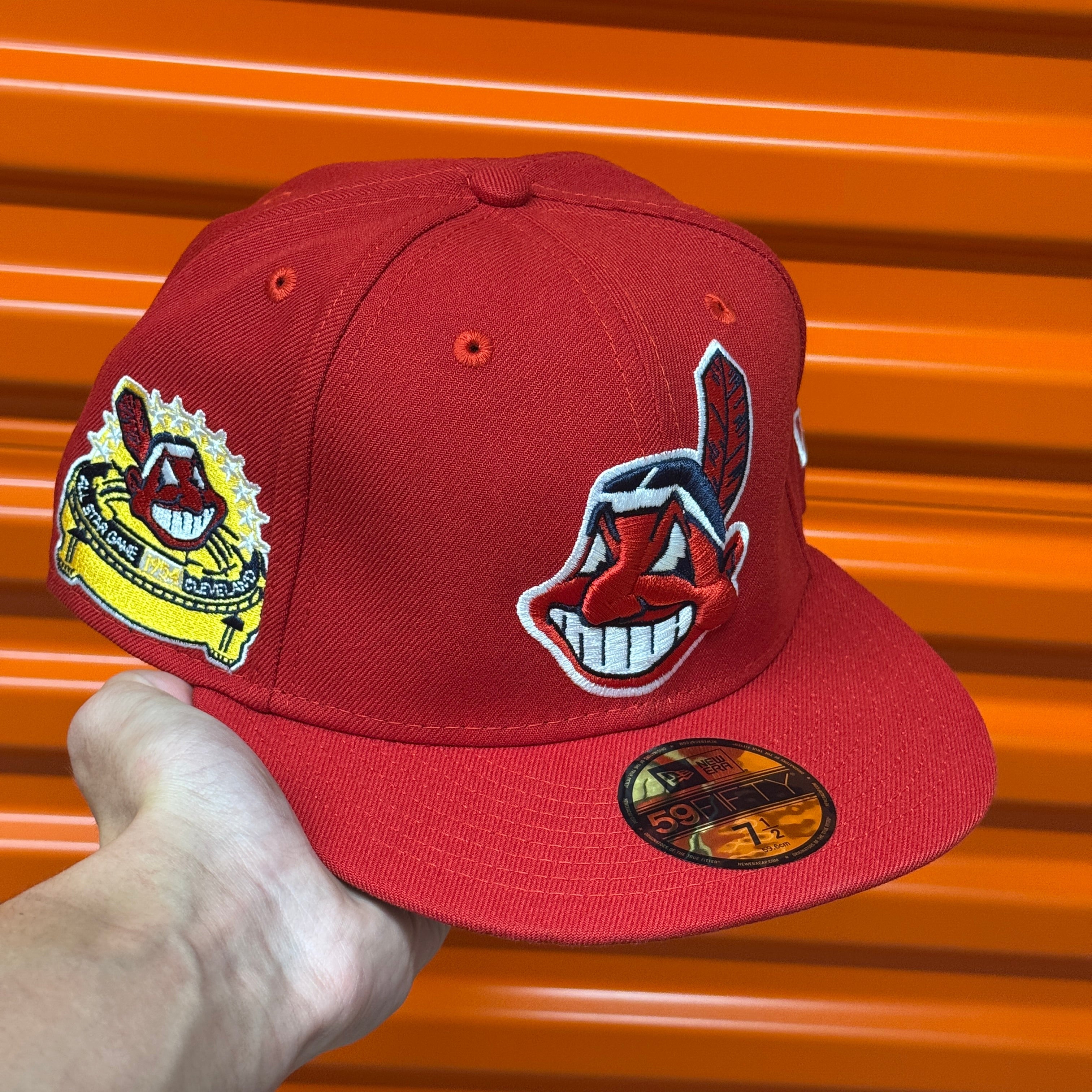 Red Chief Wahoo Banned Cleveland Indians Guardians 1954 ASG New Era Fitted Hat Cap Rare