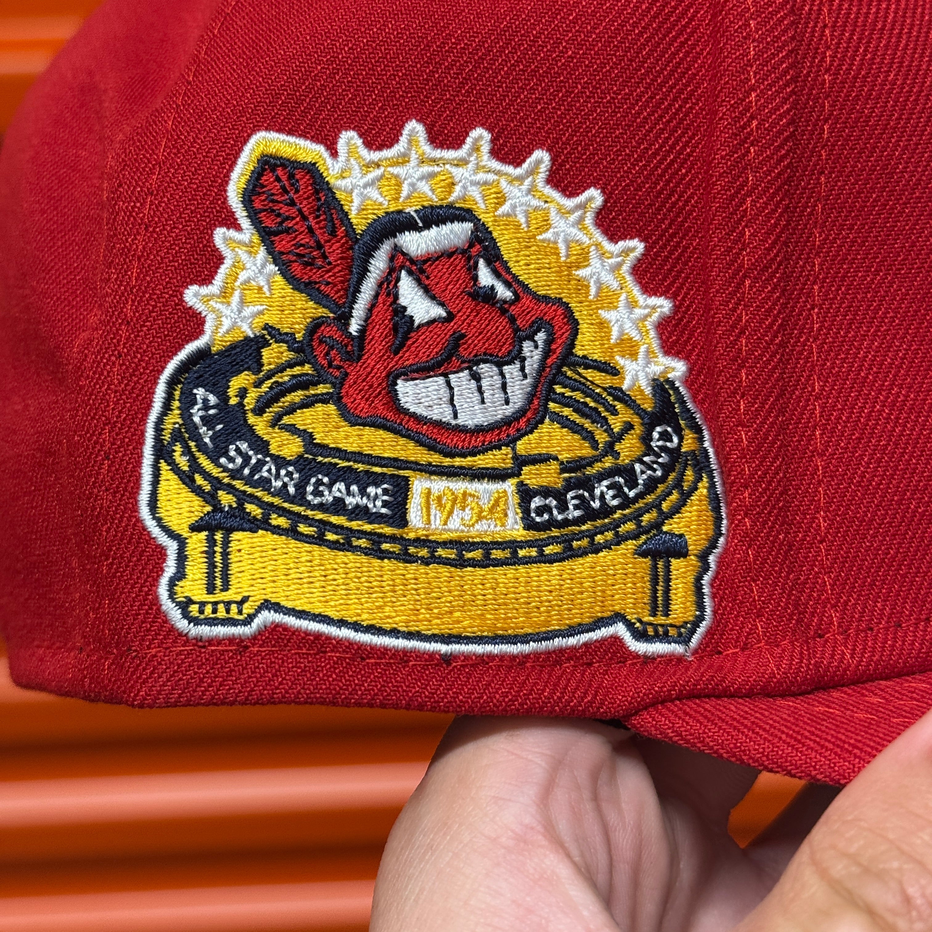 Red Chief Wahoo Banned Cleveland Indians Guardians 1954 ASG New Era Fitted Hat Cap Rare