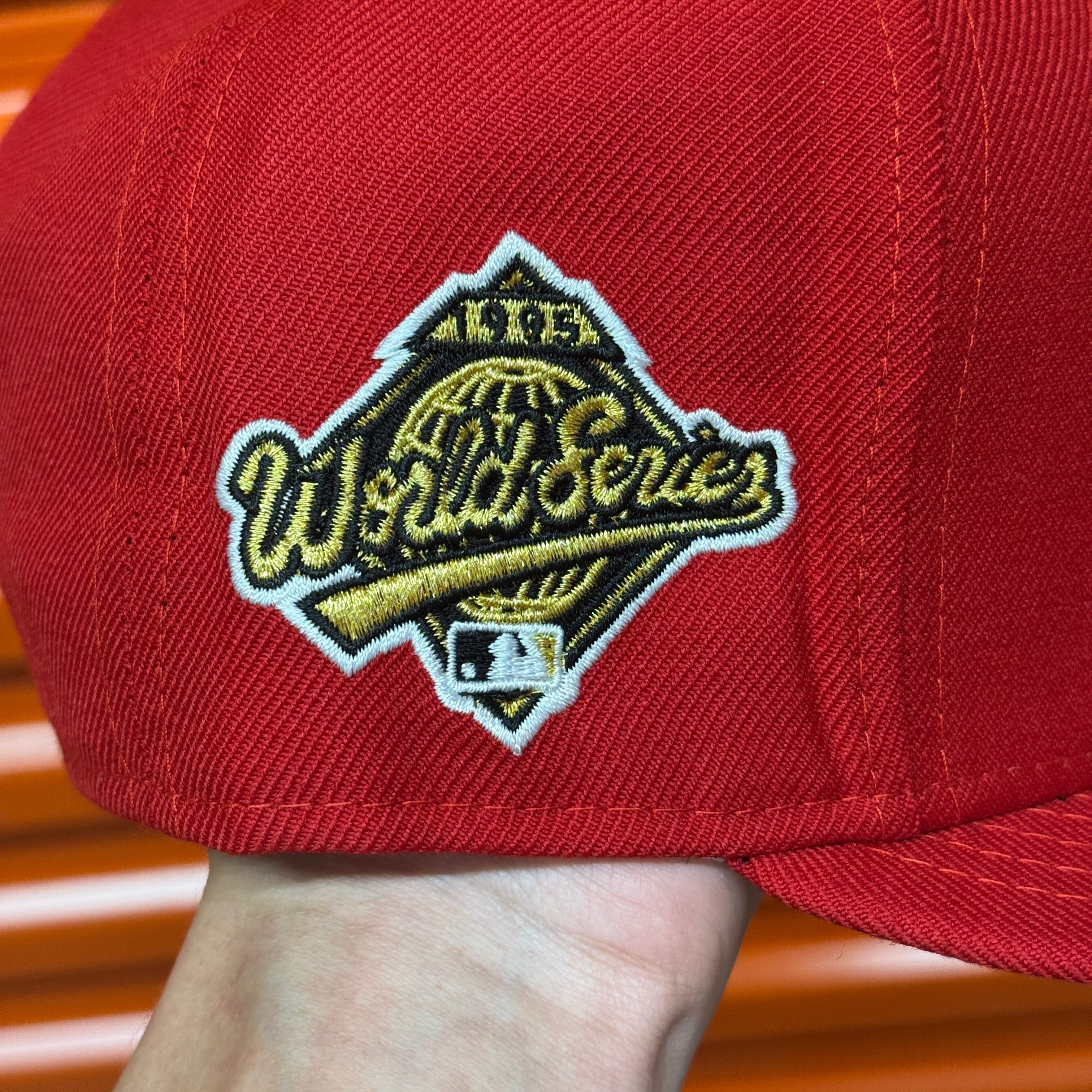 Wool Red Navy Chief Wahoo Banned Cleveland Indians Guardians 1995 World Series New Era Fitted Hat Cap Rare Grey UV