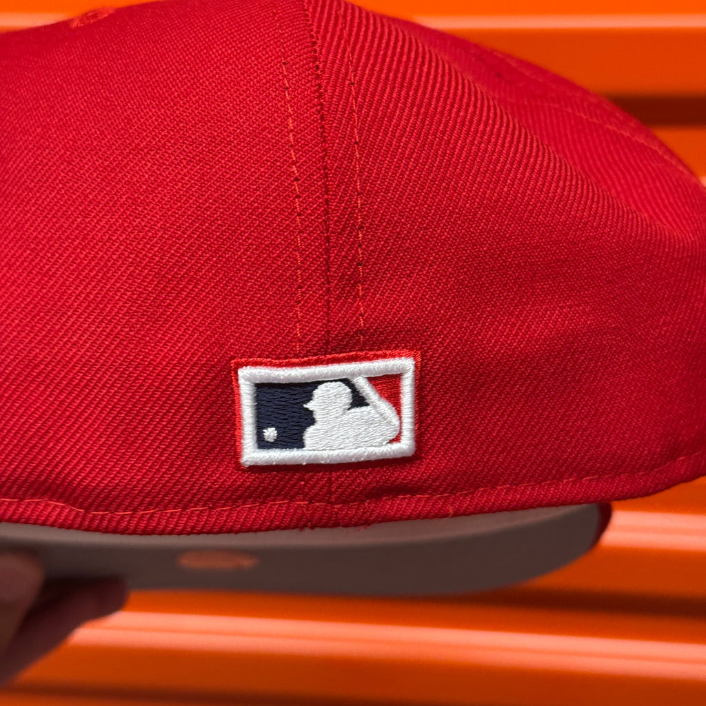 Wool Red Navy Chief Wahoo Banned Cleveland Indians Guardians 1995 World Series New Era Fitted Hat Cap Rare Grey UV