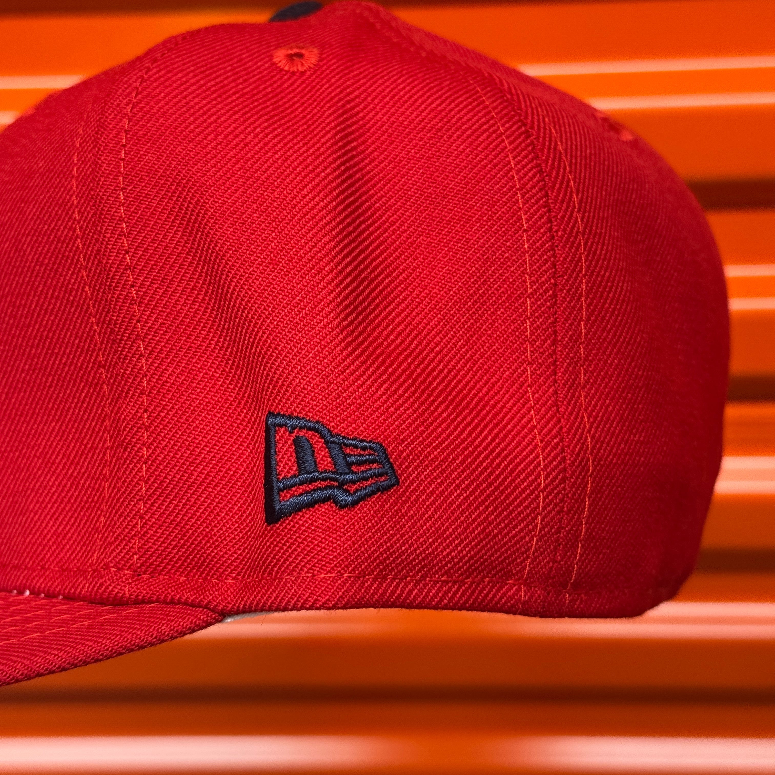 Wool Red Navy Chief Wahoo Banned Cleveland Indians Guardians 1995 World Series New Era Fitted Hat Cap Rare Grey UV