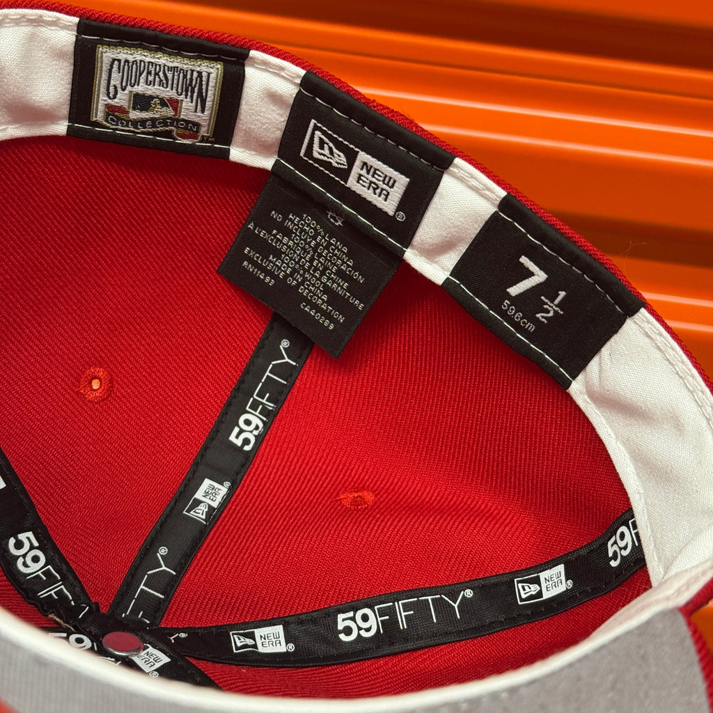 Wool Red Navy Chief Wahoo Banned Cleveland Indians Guardians 1995 World Series New Era Fitted Hat Cap Rare Grey UV