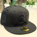Black Red Chief Wahoo snapback hat, front view