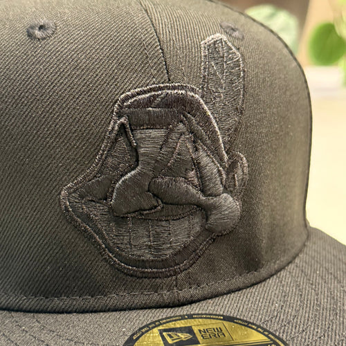 Black Red Chief Wahoo Cleveland Indians Guardians Banned New Era 59Fifty Fitted Hat - view 2