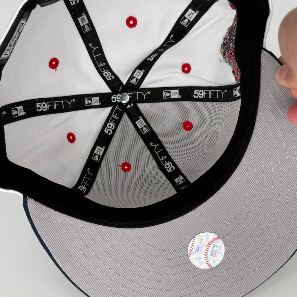 Cotton White Blue Chief Wahoo Banned Cleveland Indians Guardians 1997 World Series New Era Fitted Hat Cap Rare