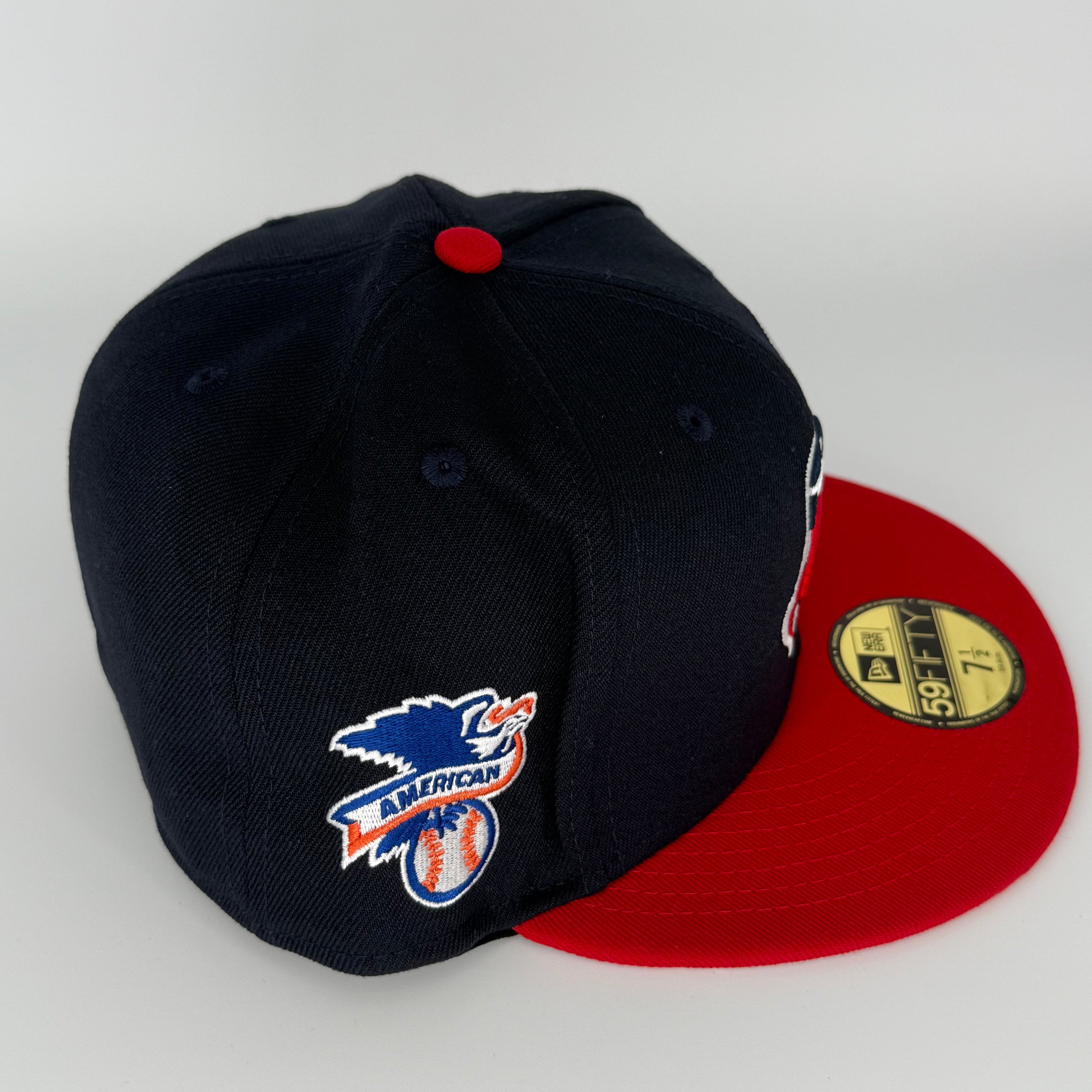 Navy Red Chief Wahoo Cleveland Indians Guardians 1954 ASG Double Patch Hat New Era Cap