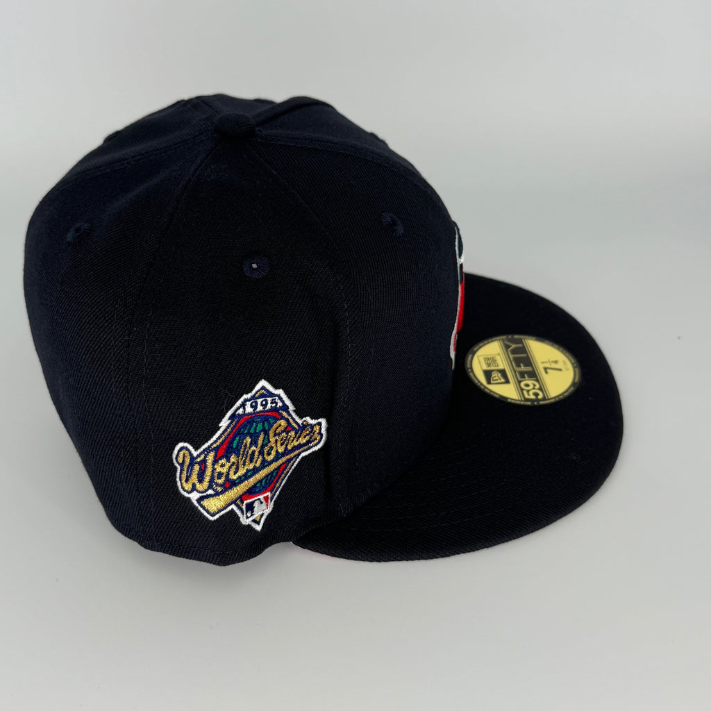Navy Pinky Chief Wahoo Cleveland Indians 1995 World Series New Era Fitted Hat Cap - view 3