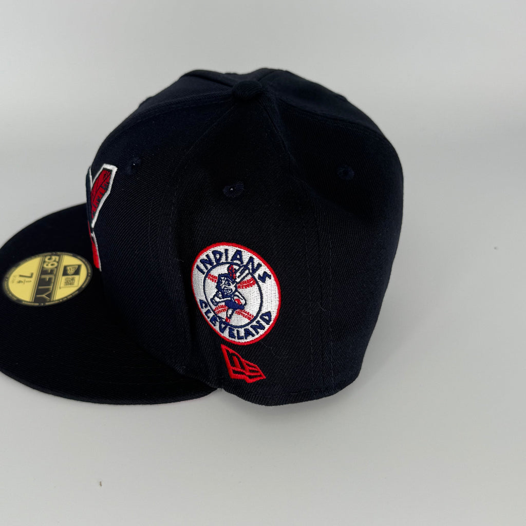 Navy Pinky Chief Wahoo Cleveland Indians 1995 World Series New Era Fitted Hat Cap - view 4