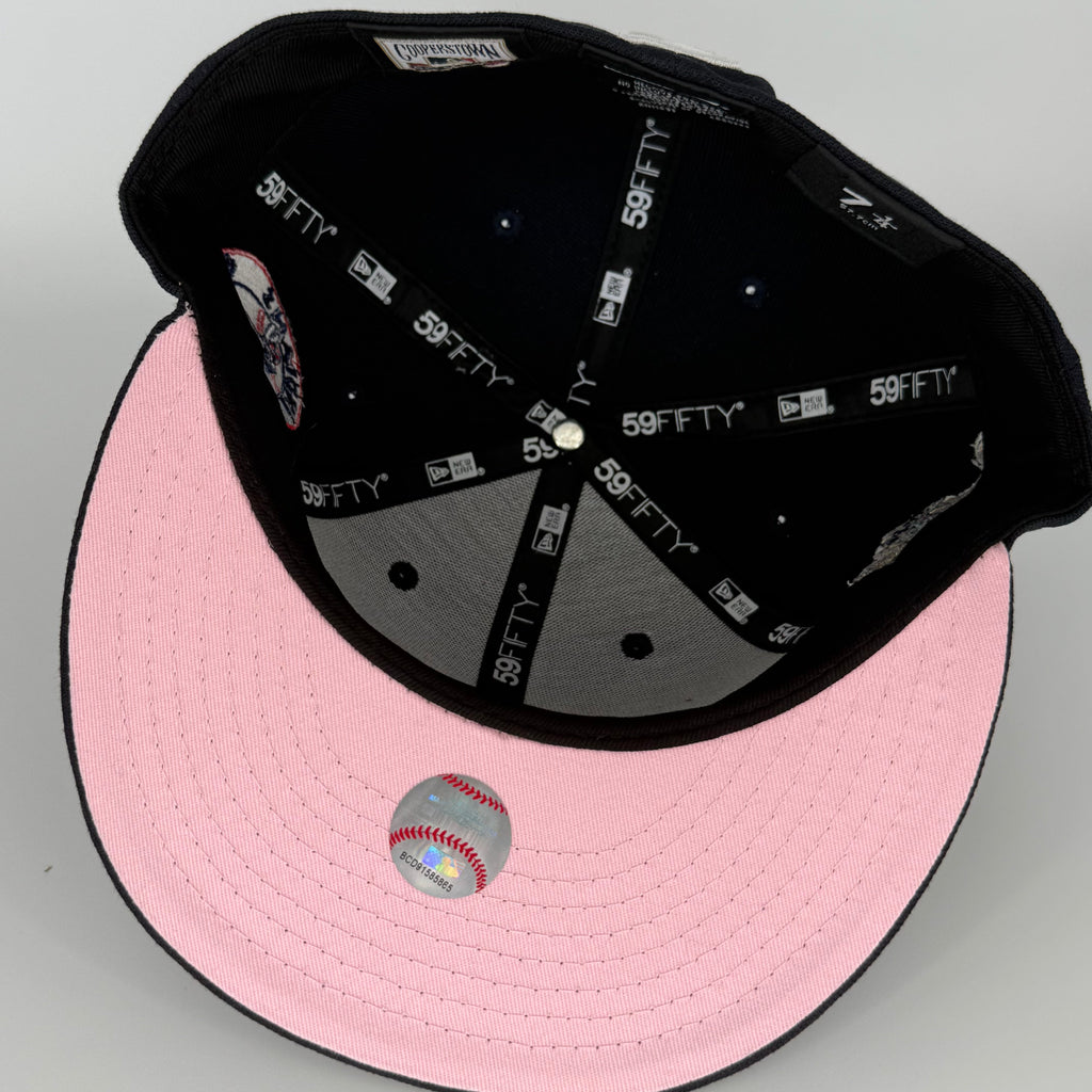 Navy Pinky Chief Wahoo Cleveland Indians 1995 World Series New Era Fitted Hat Cap - view 6