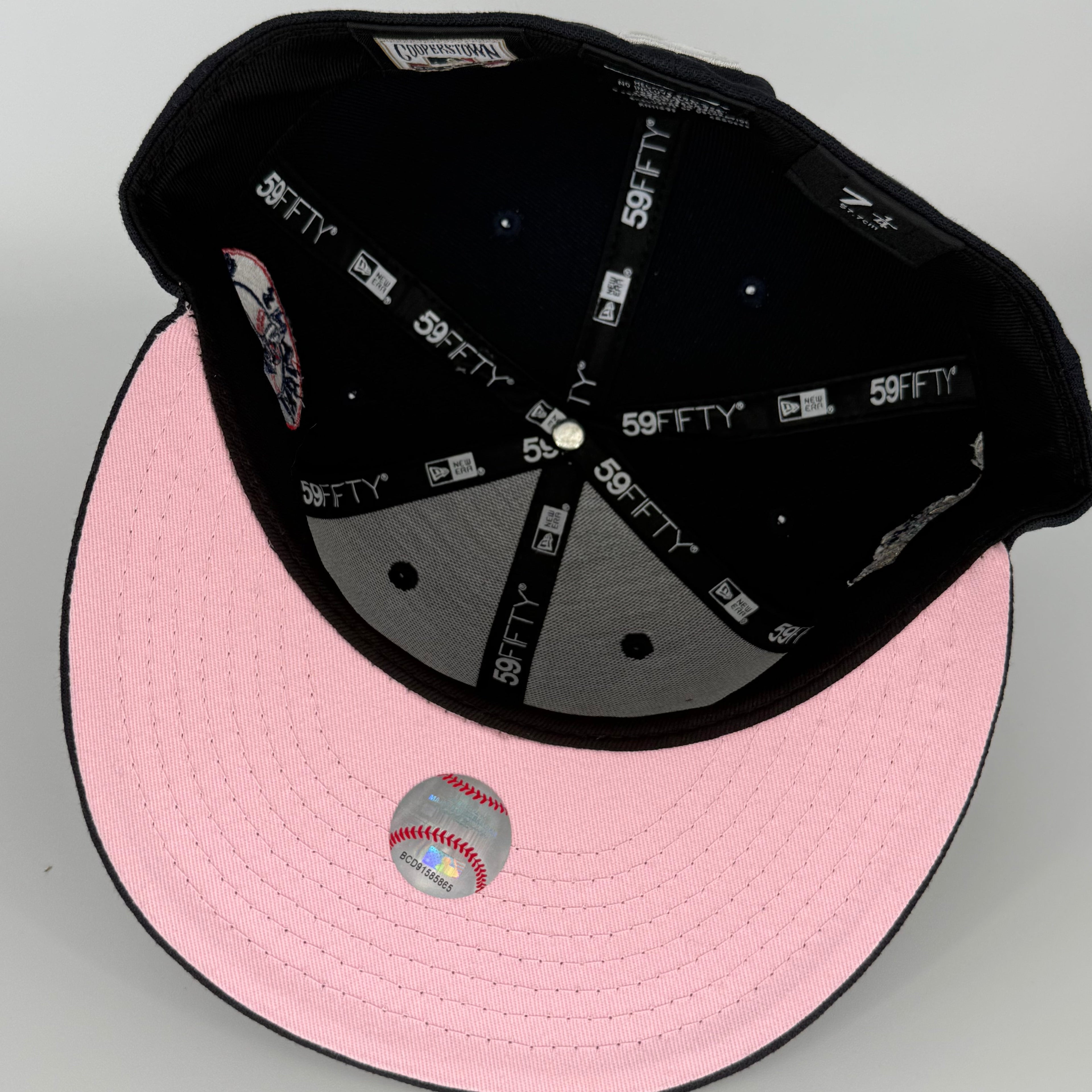 Navy Pinky Chief Wahoo Cleveland Indians 1995 World Series New Era Fitted Hat Cap - view 6