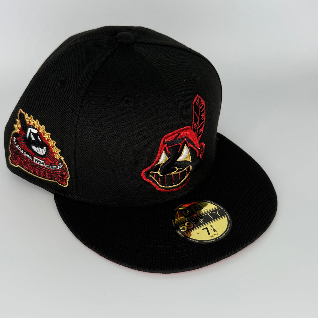 Black Red Chief Wahoo Cleveland Indians 1954 All Star Game New Era Fitted Hat Cap