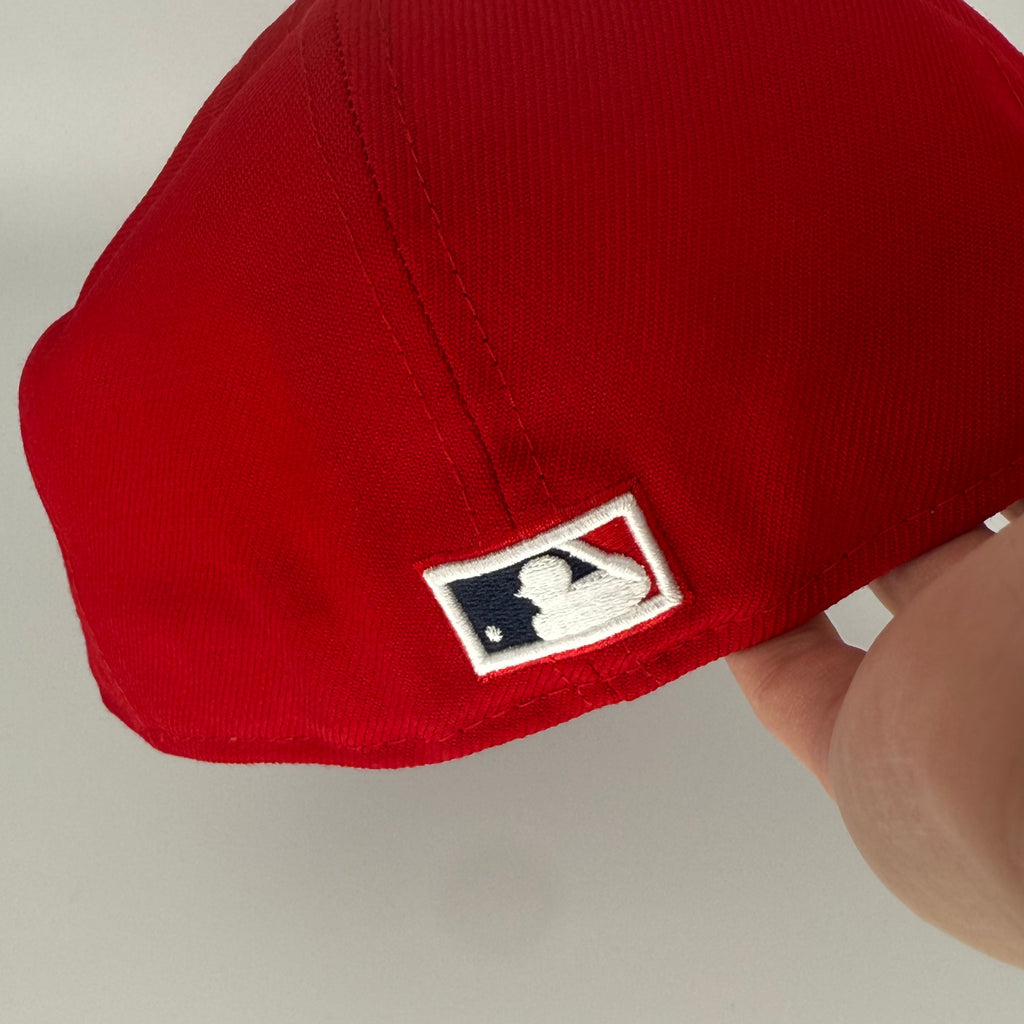 Wool Red Navy Chief Wahoo Banned Cleveland Indians Guardians 1995 World Series New Era Fitted Hat Cap Rare Grey UV