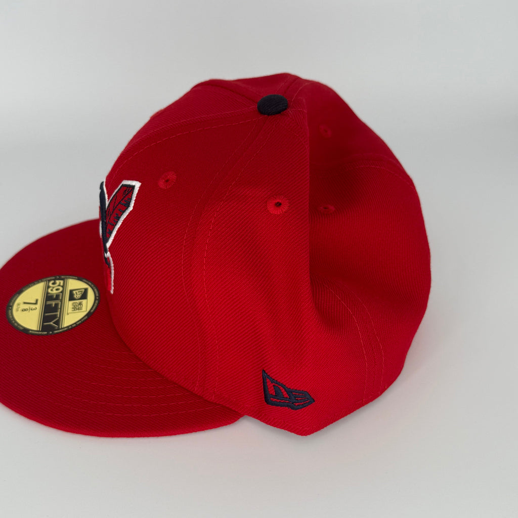 Wool Red Navy Chief Wahoo Banned Cleveland Indians Guardians 1995 World Series New Era Fitted Hat Cap Rare Grey UV