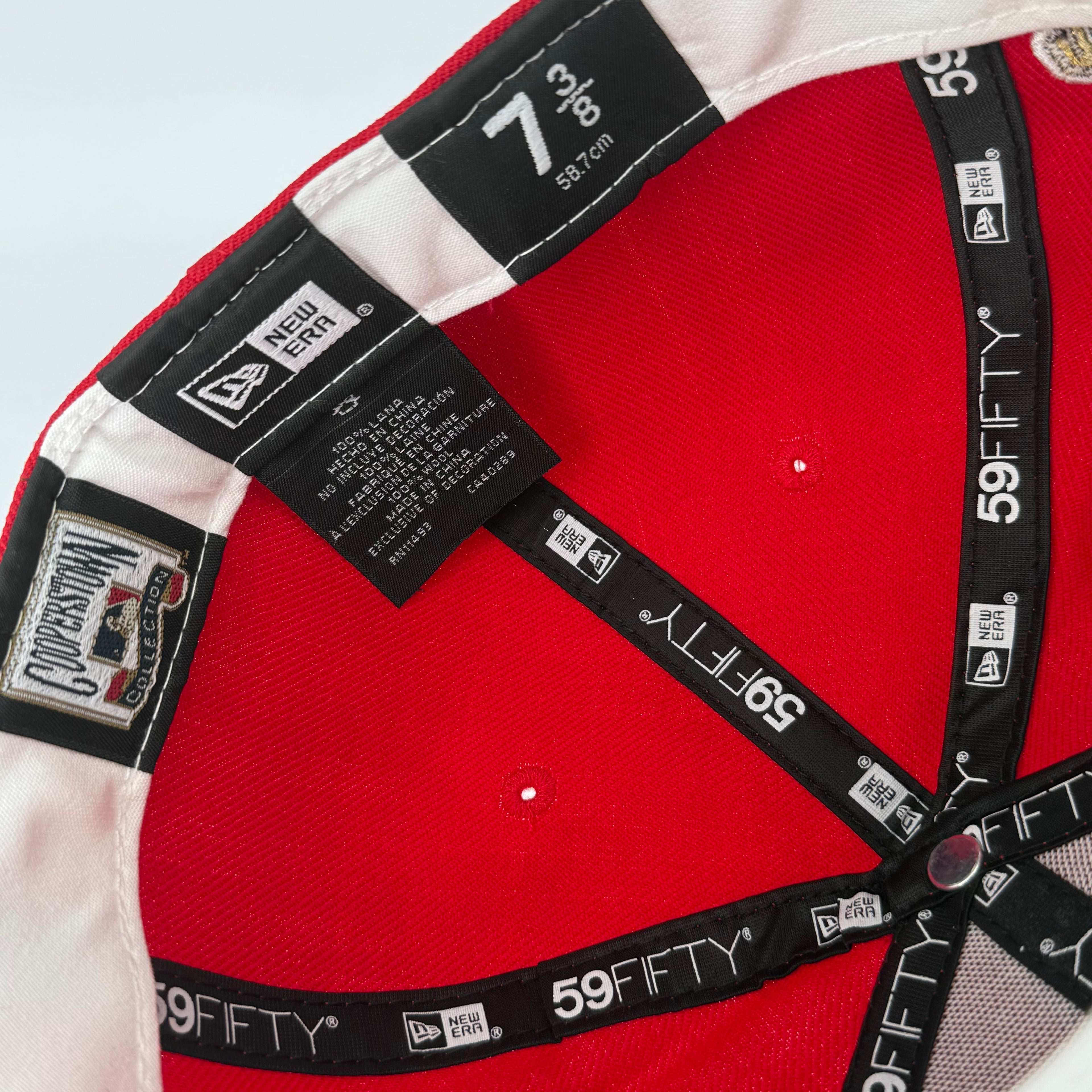 Wool Red Navy Chief Wahoo Banned Cleveland Indians Guardians 1995 World Series New Era Fitted Hat Cap Rare Grey UV