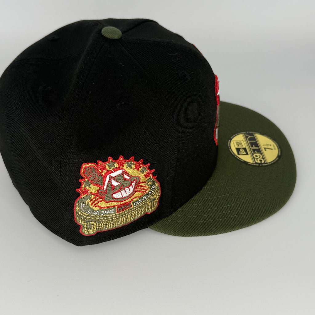 Black Olive Chief Wahoo Cleveland Indians Guardians Banned 1954 All Star Game New Era 59Fifty Fitted Hat