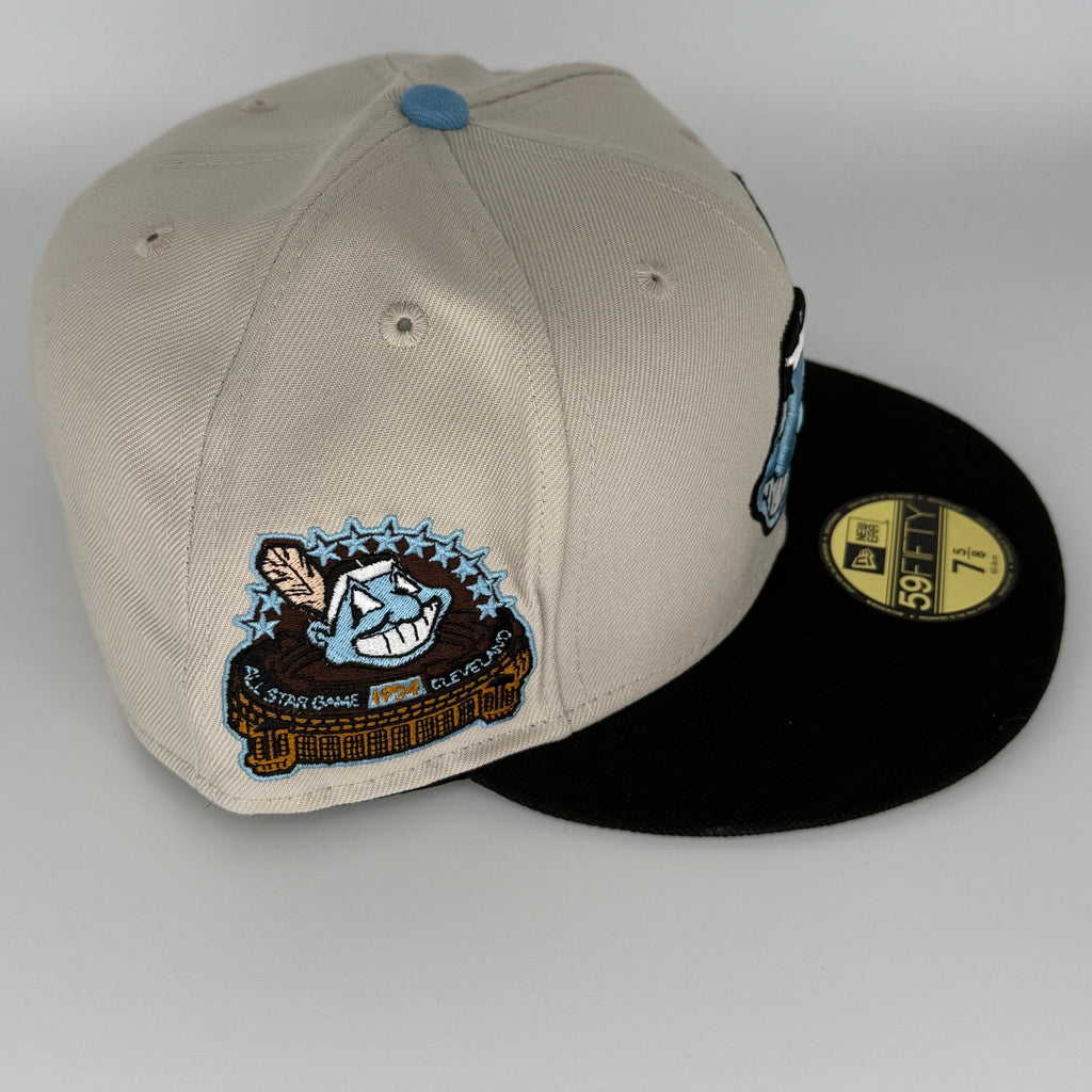 Chrome Black Icy Chief Wahoo Cleveland Indians Guardians Banned 1954 All Star Game New Era Fitted Hat Cap