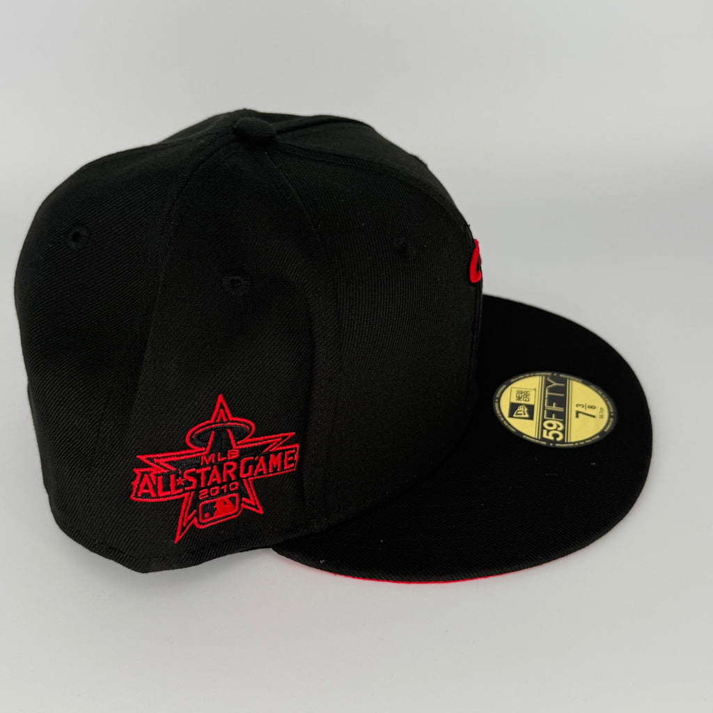 Black Red Anaheim Los Angeles Angels 2010 All Star Game New Era Fitted Hat Cap