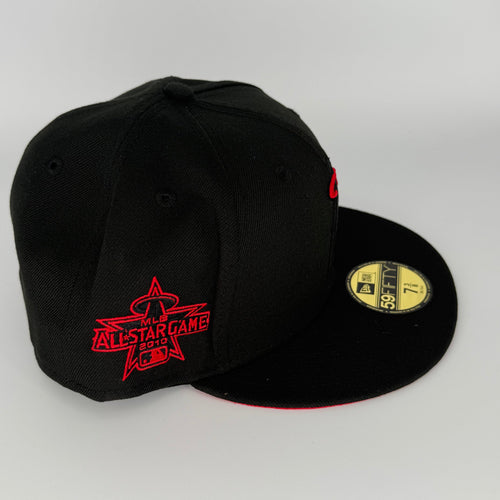 Black Red Anaheim Los Angeles Angels 2010 All Star Game New Era Fitted Hat Cap - view 2