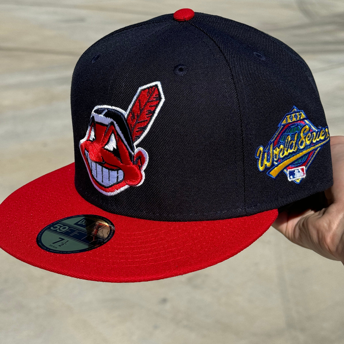 Navy Red Chief Wahoo Cleveland Indians Guardians 1997 World Series Hat New Era Cap