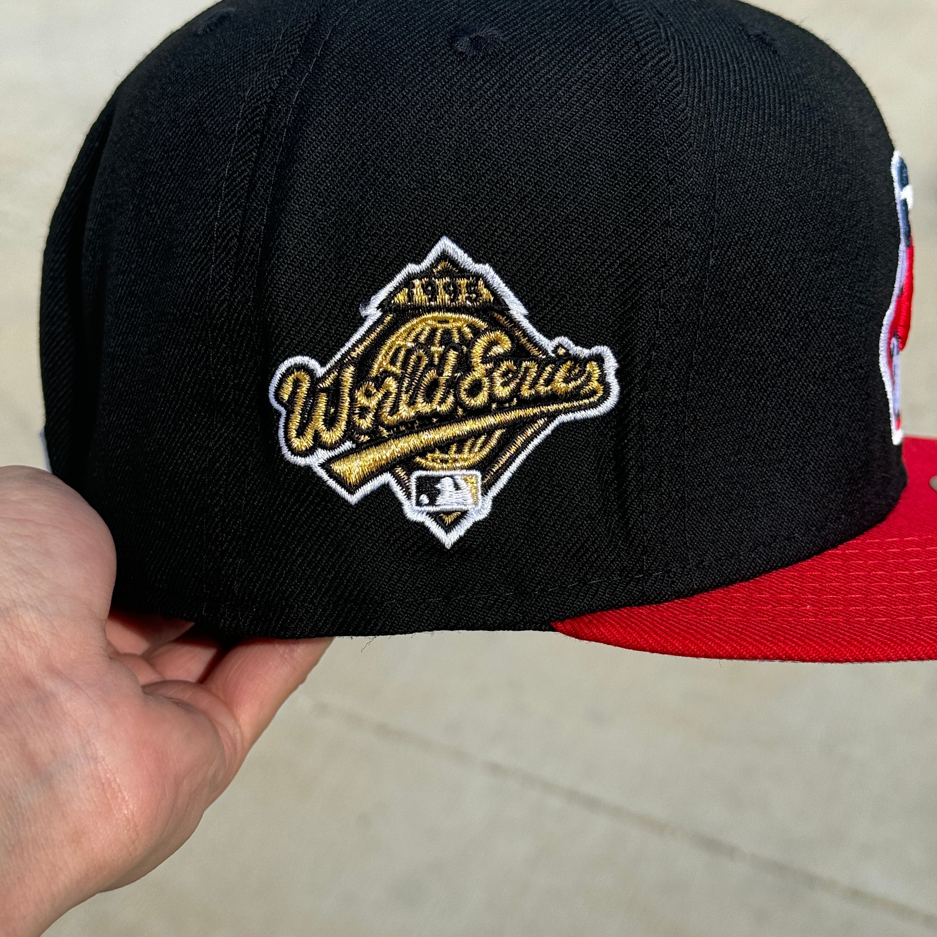 Wool Black Red Chief Wahoo Cleveland Indians Guardians 1995 WS Banned Hat New Era Cap - view 8