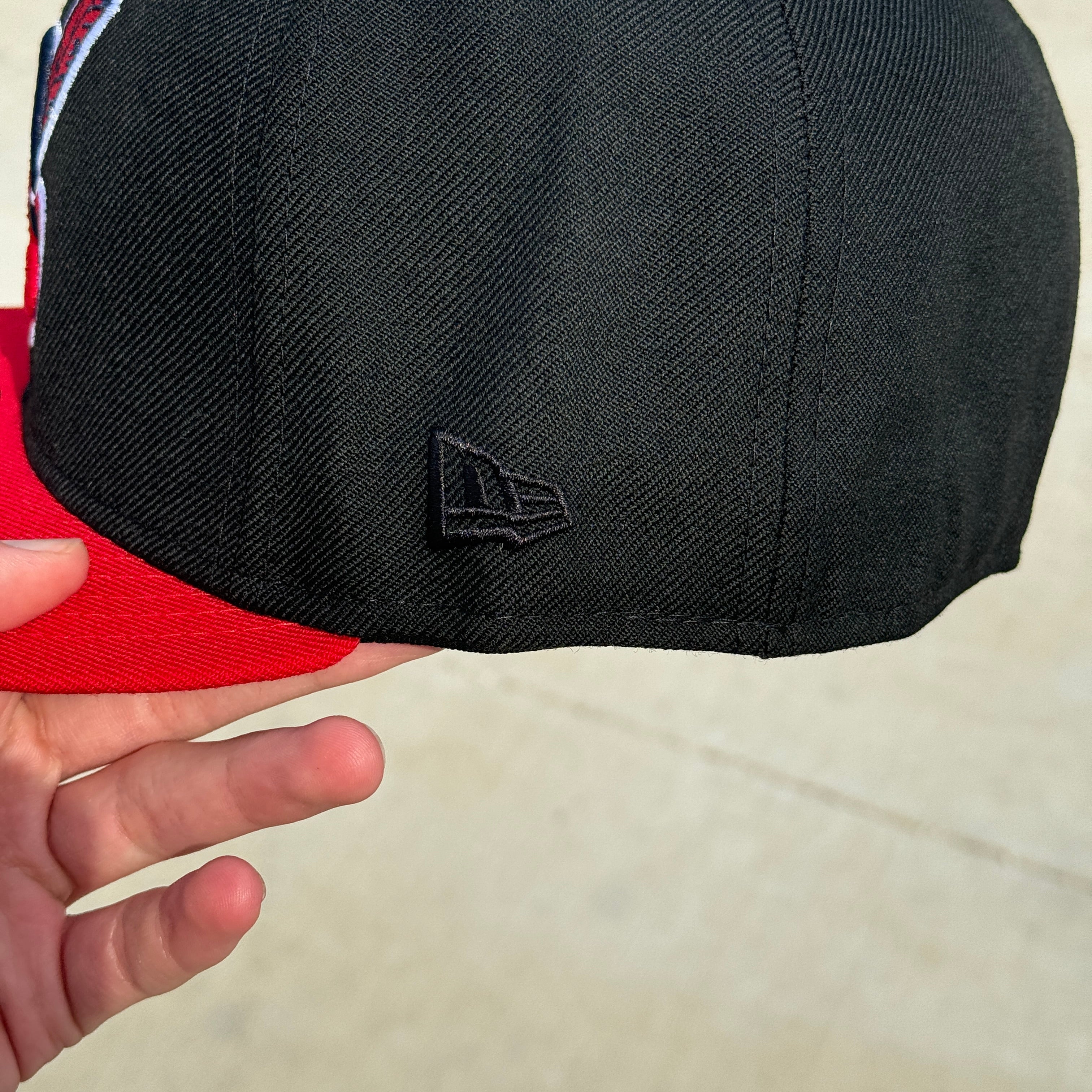Wool Black Red Chief Wahoo Cleveland Indians Guardians 1995 WS Banned Hat New Era Cap - view 10