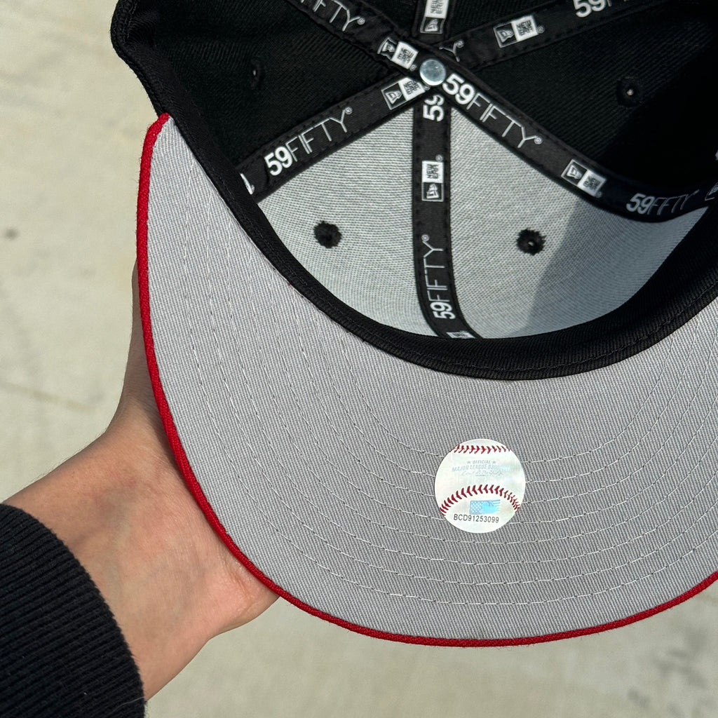 Wool Black Red Chief Wahoo Cleveland Indians Guardians 1995 WS Banned Hat New Era Cap - view 11