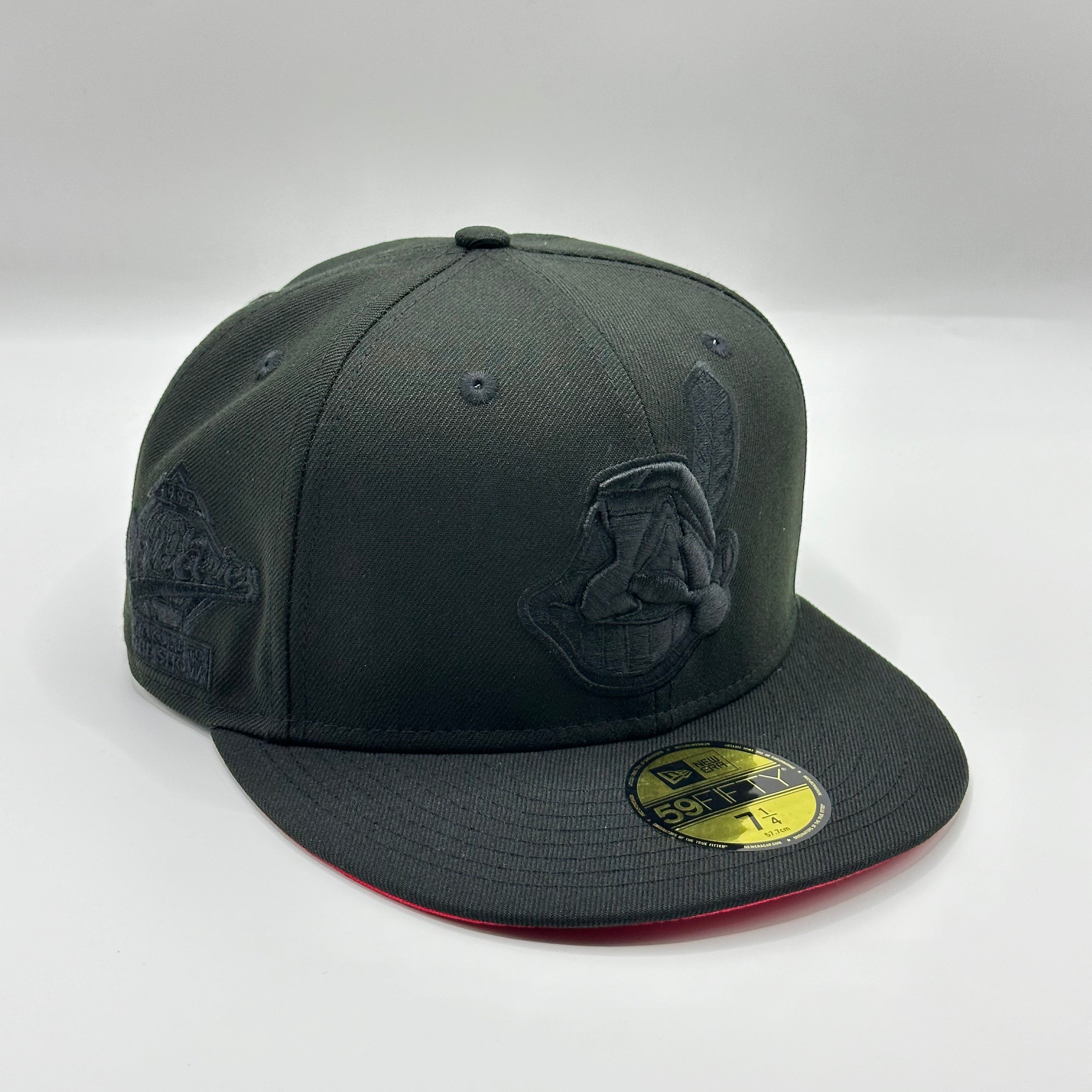 Black Red Cleveland Indians Chief Wahoo 1995 Welcome To The Show New Era Fitted Hat Cap