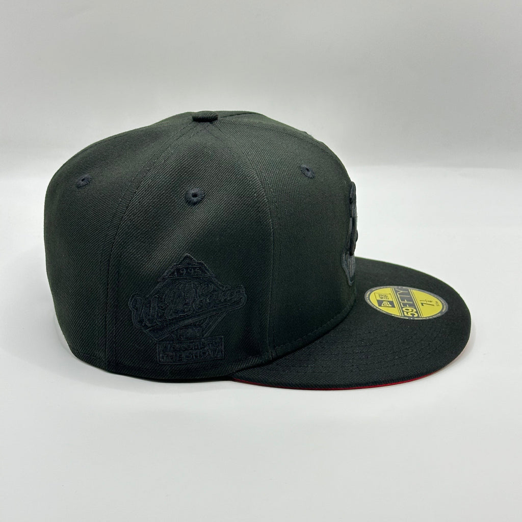 Black Red Cleveland Indians Chief Wahoo 1995 Welcome To The Show New Era Fitted Hat Cap - view 2