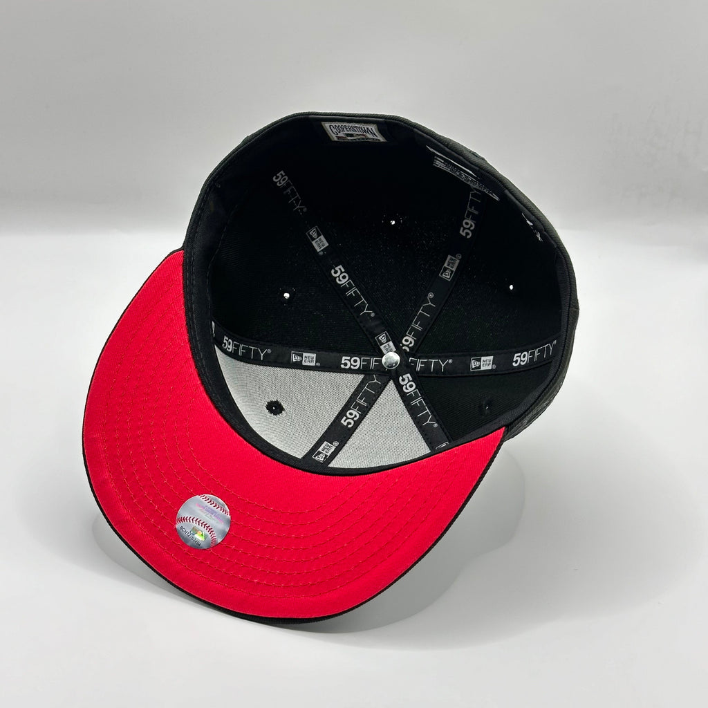 Black Red Cleveland Indians Chief Wahoo 1995 Welcome To The Show New Era Fitted Hat Cap - view 5